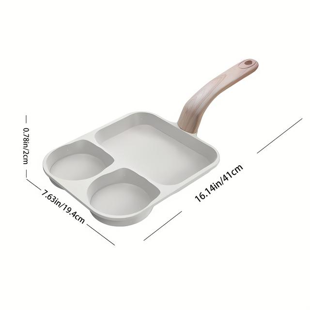 TEMU Aluminum 3-in-1 Pan, Easy Clean Breakfast Egg & Steak , With Upgraded Handle, For Essential Kitchen Tool