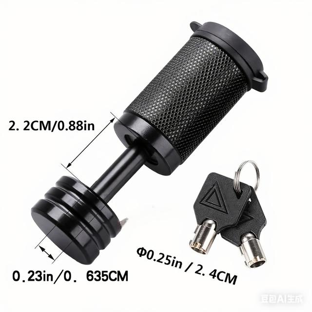 TEMU Heavy-duty 1/4" Metal Car & Trailer Lock - Round Cylinder Lock With 2 Keys, -theft Security Lock For Trucks, Trailers, Boats, Rvs, Motorcycles - Durable Vehicle Lock For Protection