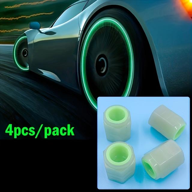 TEMU 4pcs Bright Hexagonal Tire Valve Covers For Cars, Bikes & Motorcycles - Stylish Spoke Accessories For Nighttime Visibility, Tire Valve Caps