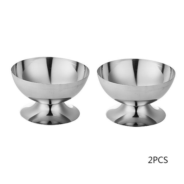 TEMU 2-pack Heavy-duty 304 Stainless Steel Dessert Bowls With Polished Metal - Rustproof Round Ice Cream, Cocktail & Wine Glasses Suitable For Parties, Picnics, Everyday Use - & - Dessert Dishes