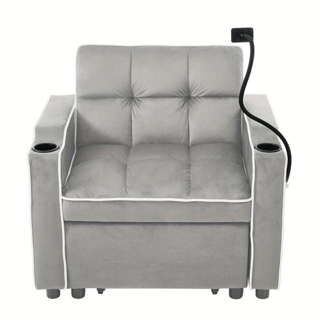 TEMU Cama-Cama Expansível 3- Versátil com Suporte para Copo e Telefone - Poltrona Cinza e , para Pequenos, Montagem Fácil, Sofá para