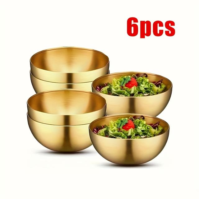TEMU Set Of 6 Stainless Steel Bowls For Salads, Chic Bowls For Cold Noodles, Fruit Bowls That Stacked For , Practical And , Ideal For Mixing Rice And Noodles For , Great For Picnics, Outdoor Grilling