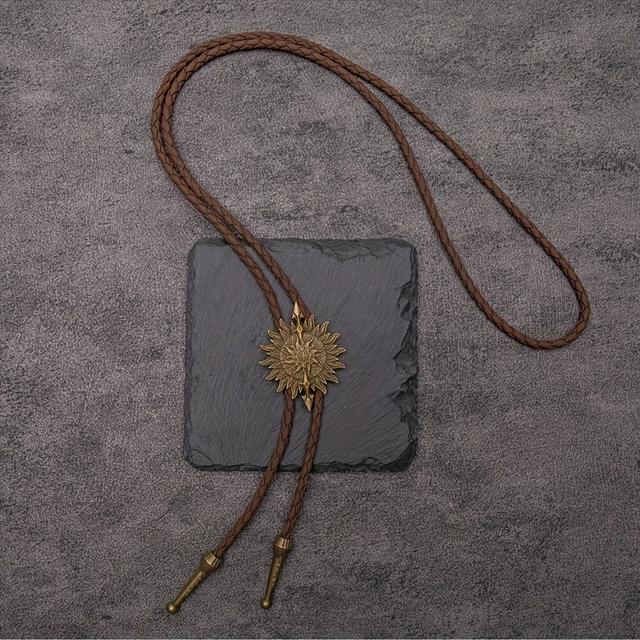 TEMU 1pc 서부 가우보이 볼로 타이 넥레이스 - 별 액센트가 있는 긴 화살 디자인, 블랙 & 브라운 브레이드 코드, 금속 티프, 캐주얼 의상용 스타일리시한 남성 패션 액세서리, 가우보이 액세서리