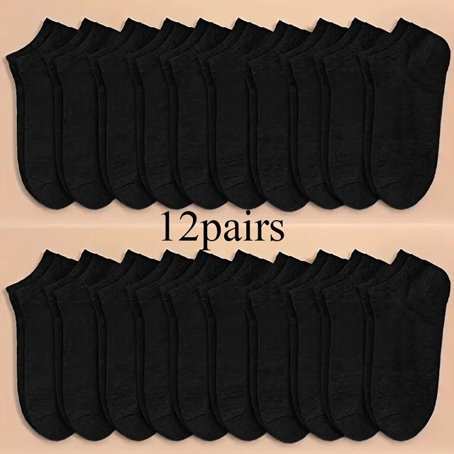 TEMU 12 Pairs Of Unisex Solid Color Low-cut Boat Socks For Summer