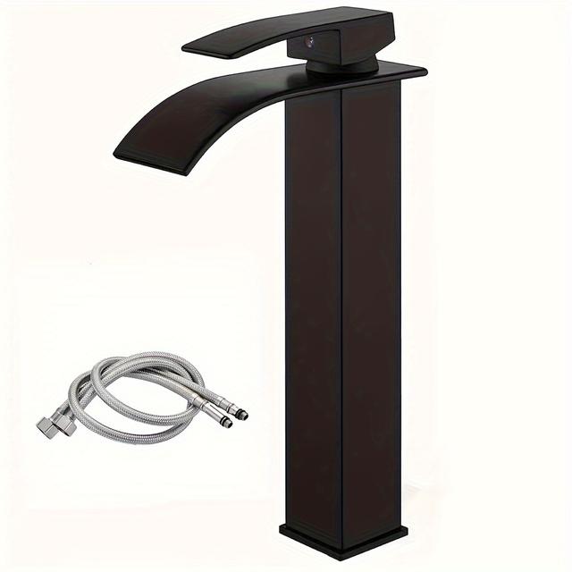 TEMU A Sleek And Modern Faucet For The Bathroom Sink With An Elongated Design, Providing Hot And Cold Water For Household Use.