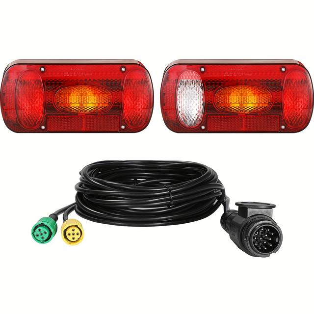 TEMU Liferun Trailer Tail Light Kit, 6-function 12v Universal Motor Vehicle Tail Lamps, Durable Plastic Housing, With 2x5.5m Cable Set, For Without Battery
