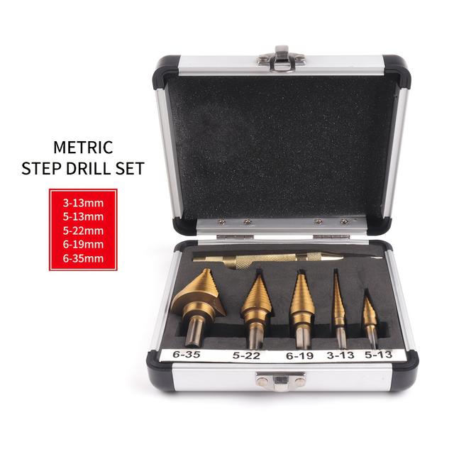 TEMU 6pcs Steel Step Drill Bit Set, 50 Sizes For Woodworking Metal Drilling Metric