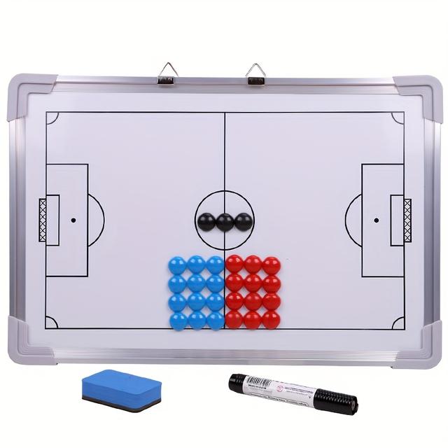 TEMU 30-item Soccer Training Board Set With Magnetic Football Additions, Featuring A Portable Aluminum Alloy Design, 27 Magnets, An Eraser, And A Marker