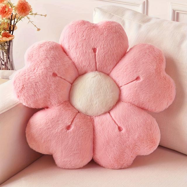 TEMU 1pc, Daisy Flower Plush Throw Pillow - Cozy And Cute Decorative Cushion For Bed And Sofa, White/ Fabric Floor Cushion, Inch, No/3pcs