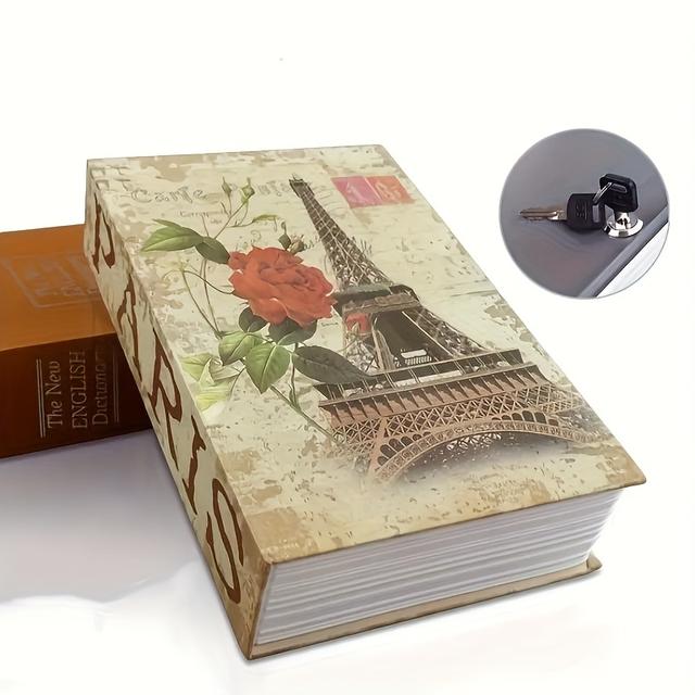 TEMU Büchertresor mit Schlüsselschloss, Versteckter Metall-Aufbewahrungsbehälter, Mehrzweck-Sparbüchse für Kleine Waren, Schmuck, Währungen, Pässe, Briefe, Uhren und Wertsachen, Spargefäß