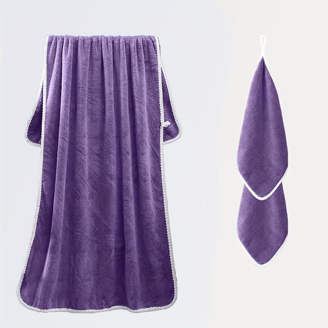 TEMU Large Soft & Absorbent Bath Towel 34"x70" - 1 Large Towel & 2pcs Small Face Towels - Multipurpose Bath Sheet As Shawl/throw For , Assorted Colors