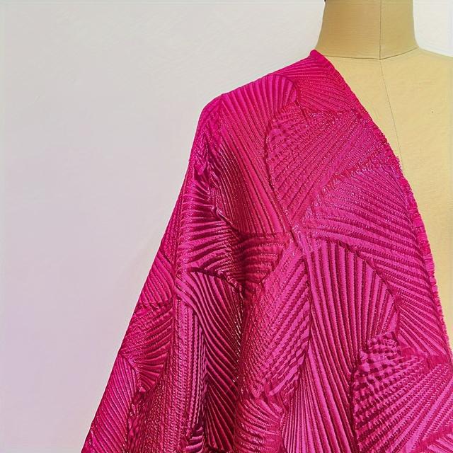 TEMU Jungle Fabric 5 Yards - Polyester Stripe Pattern, Only, High Quality Nigerian Brocade