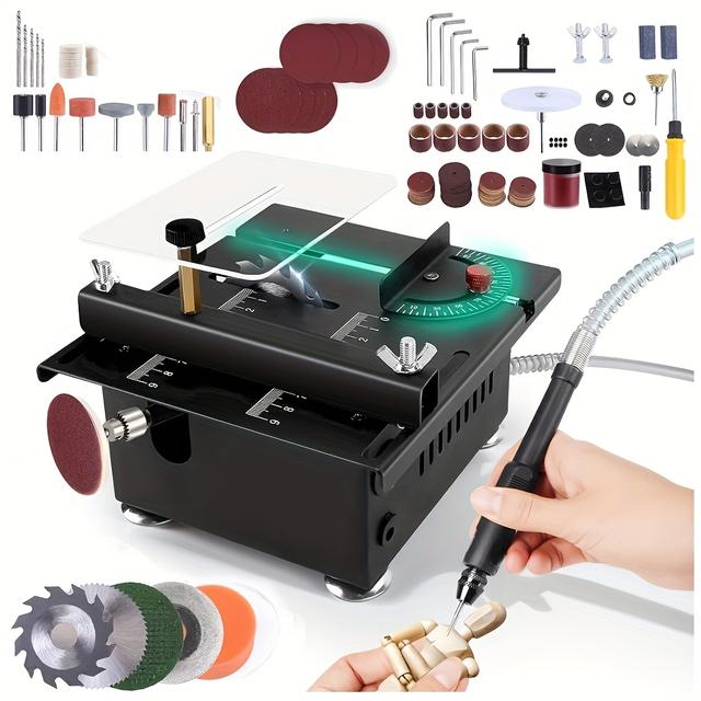 TEMU Mini Small Multi-functional Portable Table Saw Combo For Crafts, Adjustable Cutting Sanding Engraving Drilling Machine
