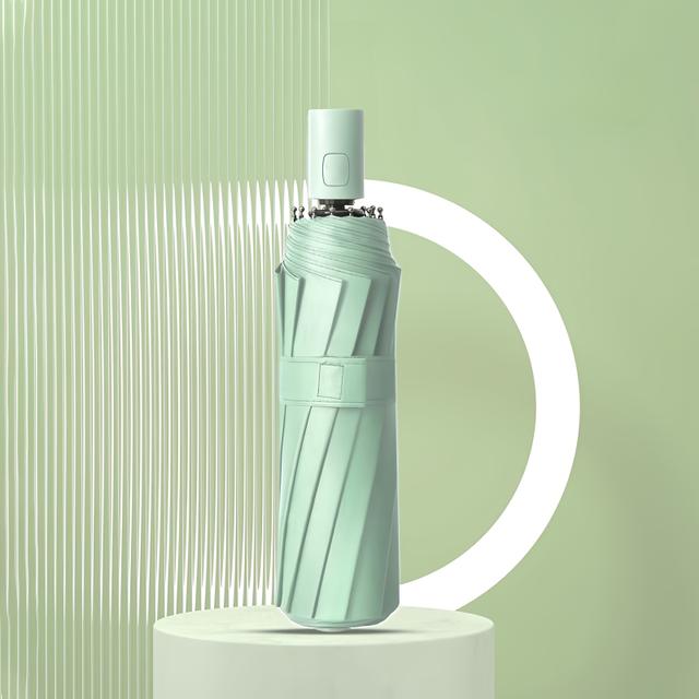 TEMU Automatisk Hopfällbar Paraply | Dubbel Glasfiberram, UPF 50+ & Vindtålig, Kompakt & Bärbar, Minimalistisk Enfärgad (Svart/Beige) för Män & Kvinnor, för , Affärer & Gåvor