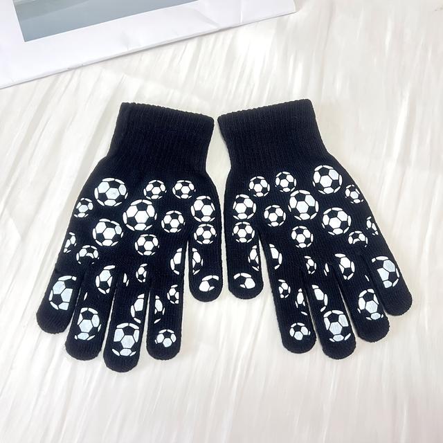 TEMU Unisex Solid Color Printed Outdoor Casual Warm Split Finger Gloves