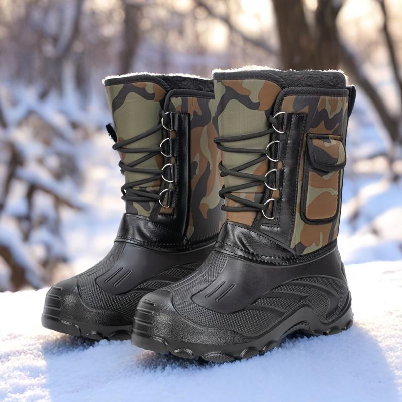 TEMU Snow Boots Men's Fishing Shoes Lightweight Shoes Cold-proof Fleece-lined Warm Outdoor