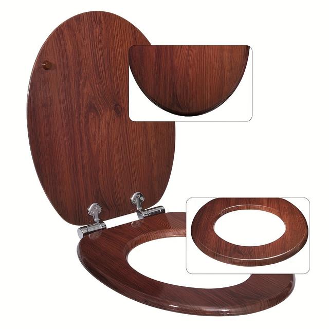 TEMU 1 pz Sedile WC Premium con Chiusura Lenta , Nucleo in Legno MDF, Cerniera a Chiusura Morbida, Antibatterico, Design Decorativo