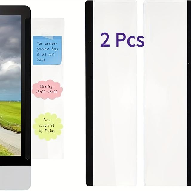TEMU 2 قطعة لوحات ملاحظات جانبية شفافة للشاشة - منظم ملصقات لاصقة بدون تركيب، متوافق مع الكمبيوتر/اللابتوب/المكتب، منظف مساحة للمنزل والمكتب، تصميم بسيط ومتين، مثالي للعاملين عن بعد