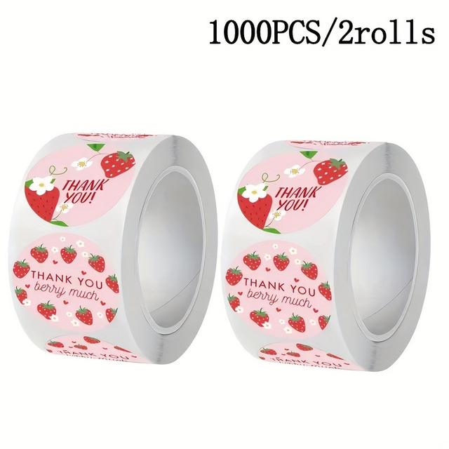 TEMU 핑크색 감사 스티커 1000개 세트 - 수공예품, 인사말 카드, 비즈니스 인사말, 선물 포장 및 생일 파티 장식에 적합한 자체 접착형 감사 스티커