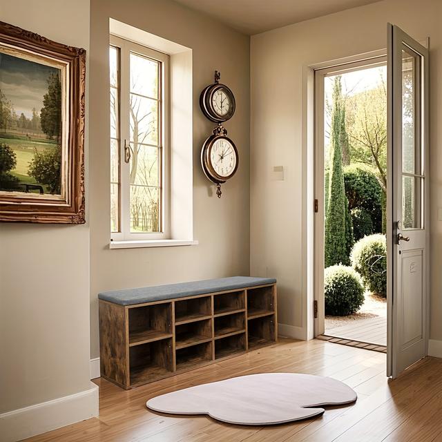 TEMU Schuhbank, Schuhregal, Aufbewahrungseinheit, 10 Fächer, mit Kissen, für den Eingangsbereich, 30 x 104 x 48 cm