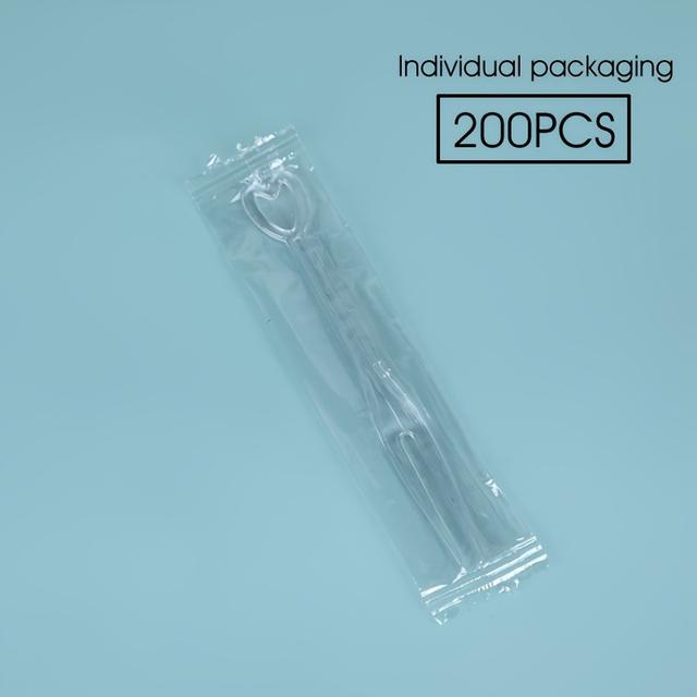 TEMU 200pcs Disposable Fruit Forks - Plastic Mini Picks For Appetizers, Snacks - Transparent & Black, Individually Wrapped - Ideal For Camping, Dining, Home, Weddings, Parties