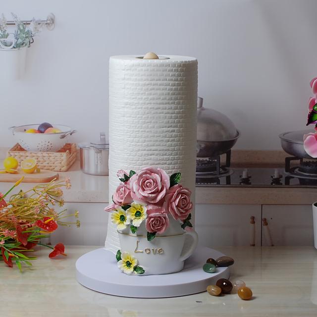 TEMU Elegant Paper Towel Holder - Resin, Kitchen & Bathroom Decor