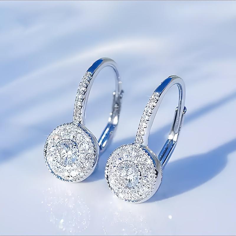 TEMU 1pair Luxury Geometric Earrings For Women Wedding Engagement Party Festival Jewelry()