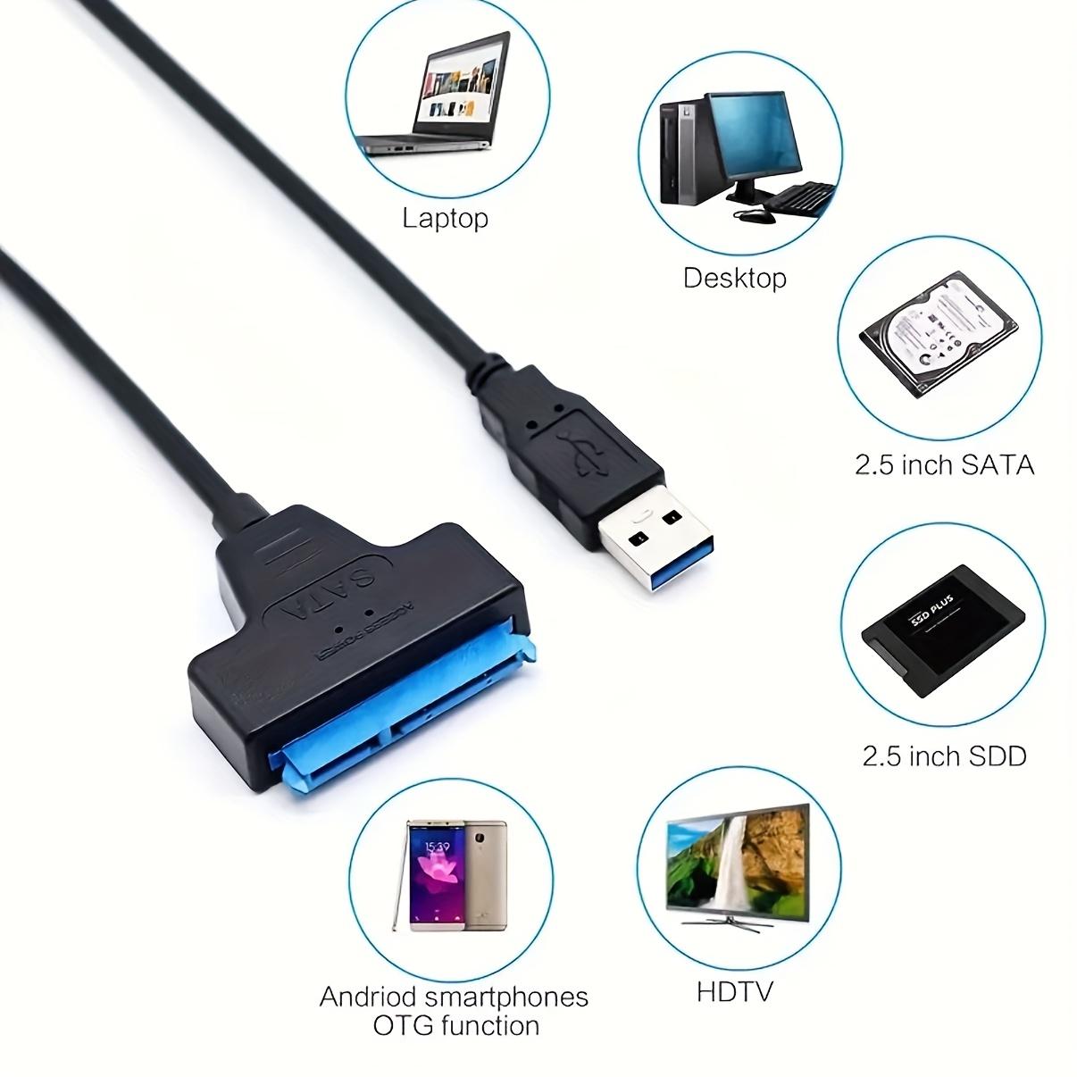 TEMU Sata To Usb 3.0 Cable For 2.5-inch Hdd Ssd, Read Conversion Drive Cable, Supports Up To 4tb Hard Drives