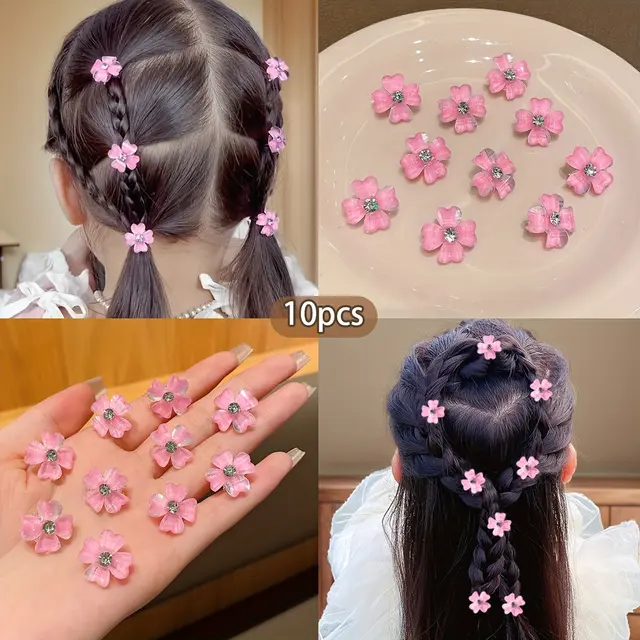 TEMU 10pcs Presilha de Cabelo com Flores, Acessórios de Cabelo Fofos para Meninas, Presilhas de Cabelo, Uso Diário