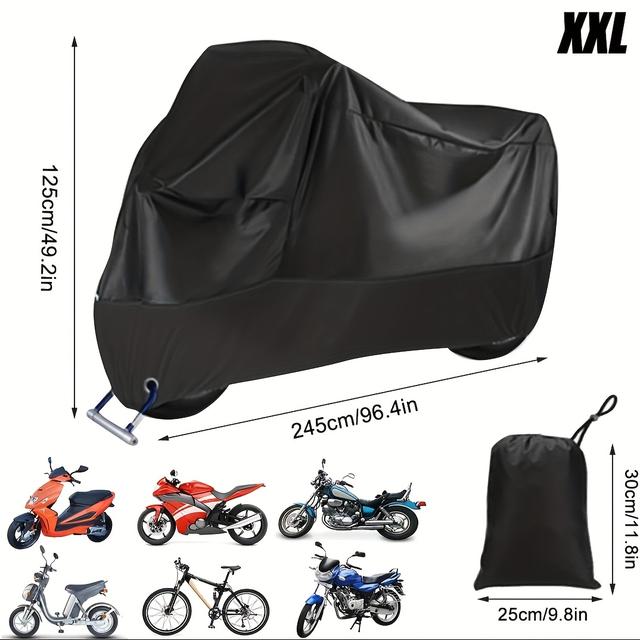 TEMU Outdoor Motorcycle Protection, Durable 210d Cover For Indoor Use, Suitable For Scooters, Mopeds, Street, Off-road, And Bikes Measuring 245 X 105 X 125 Cm