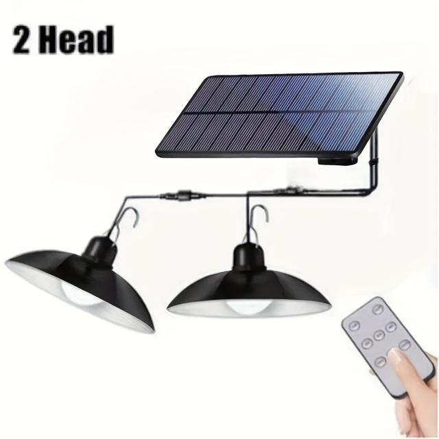 TEMU Staaricc 1pc Solar Pendant Light Outdoor Led Lamp Double-head/single Headed Chandelier Decorations With Remote Control For Indoor Shed Barn Room