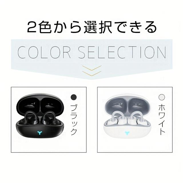 TEMU 骨伝導ワイヤレスイヤホン ワイヤレス5.3 オープンイヤーカフデザイン 骨音波伝導 13時間再生 低遅延ゲーミング/ビデオ通話対応 USB-C充電ケース シングル/イヤーヘッドホン (Siri/FCC) iPhone対応