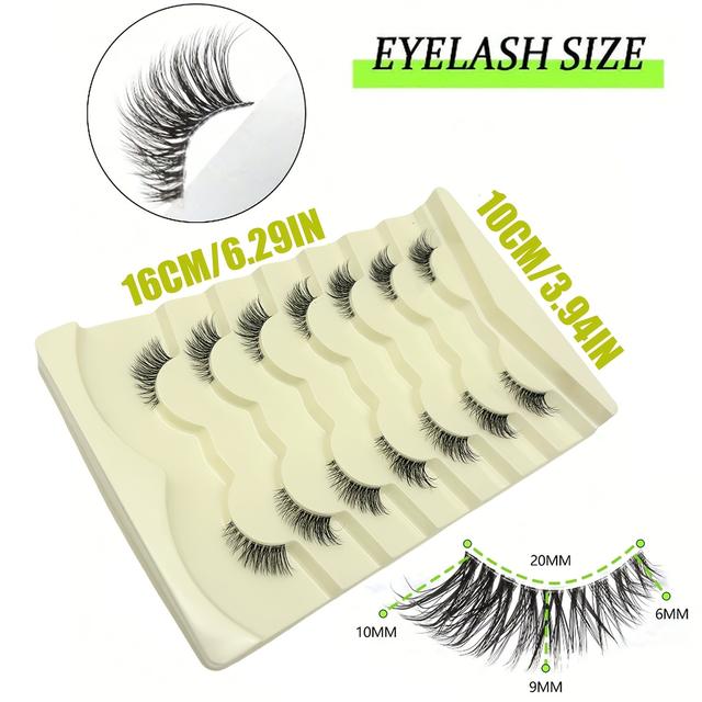 TEMU 7 Pairs Of Luxurious Eyelashes - Reusable, Natural, Long, -fluffy, 3d Mink Hair, Elongated Eye End Style With Transparent Stem - Easy To Apply And Remove