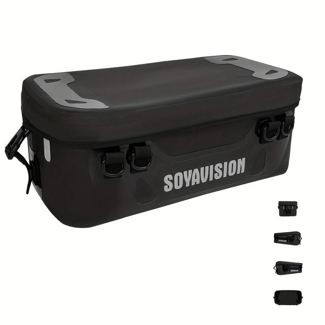 TEMU Black Motorcycle Saddlebag For R1200 - Adjustable Strap, Large Capacity Tail Bag, Fit For Street Sport Bikes, Easy To Clean