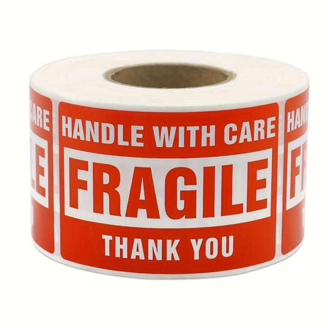 TEMU 250pcs Fragile Warning Labels - "handle With Care" Stickers, & "fragile" Text, Tear-resistant Adhesive, /remove, Durable Shipping Package Markers For Delicate Items, Cost-effective Bulk Pack