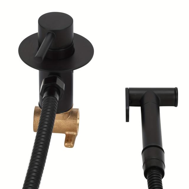 TEMU Wall-mounted Handheld Bidet Sprayer For Bathroom - Copper & Abs, Silvery