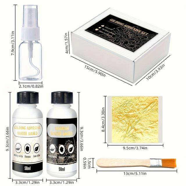 TEMU T126# Adhesive Combo Set 17pcs Complete Kit For Gilding Supplies. Perfect For Artistic , Painting, Resin Crafts, Furniture Embellishment