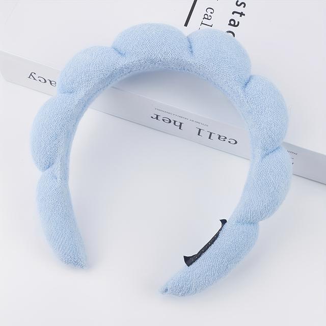 TEMU 1 Twisted Sponge Headband For Girls, Premium Toweling Fabric High Crown Headband, Face Washing And Makeup Headband Set