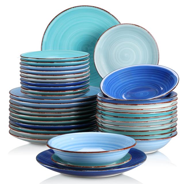 TEMU 36 Piece Dinnerware Set Of Dinner Plates, Soup Plates, Dessert Plates Earthenware Service For 12 People, Microwave And Dishwasher Safe