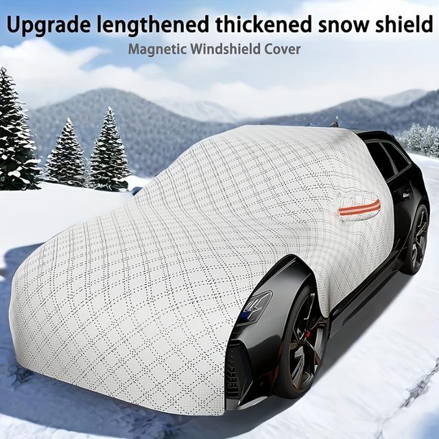 TEMU Car Windshield Snow - Thickened Four--weather Protection, Heavy-duty High Quality Fabric With Reinforced , Snowproof Sunshade For Cars, Trucks, Suvs