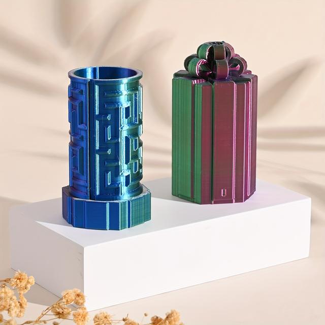 TEMU 1pc Of Gift Box Shaped Maze Puzzle Box, A And Creative Toy Suitable For Holiday Gift .