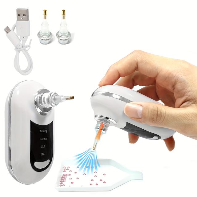 TEMU Electric Diamond Painting Pens - 3 Adjustable Suction Mode - 4pcs Locator Accessories & 2 Replacement Tips - Faster Art Pickup Tool Kits (white)