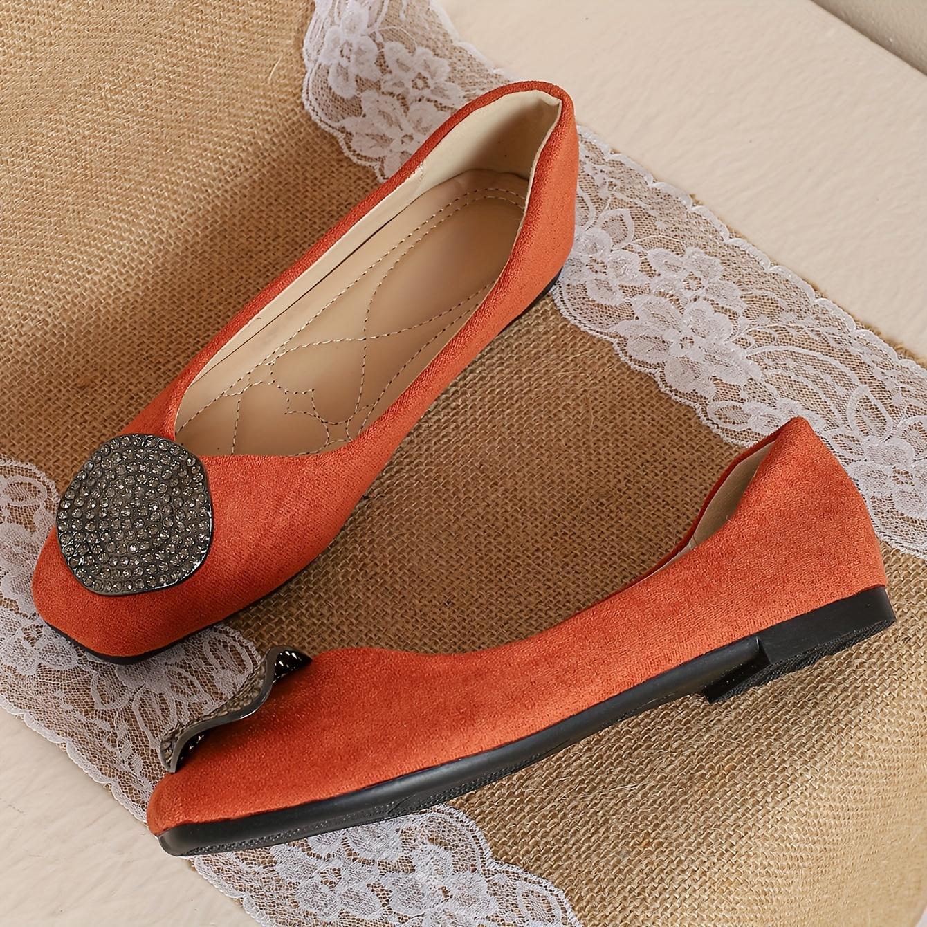 TEMU Flats Women Shoes 2024 Spring And Autumn New Korean Version Versatile Square Rhinestone Shallow Mouth Slip-on Shoes European Standing Shoes