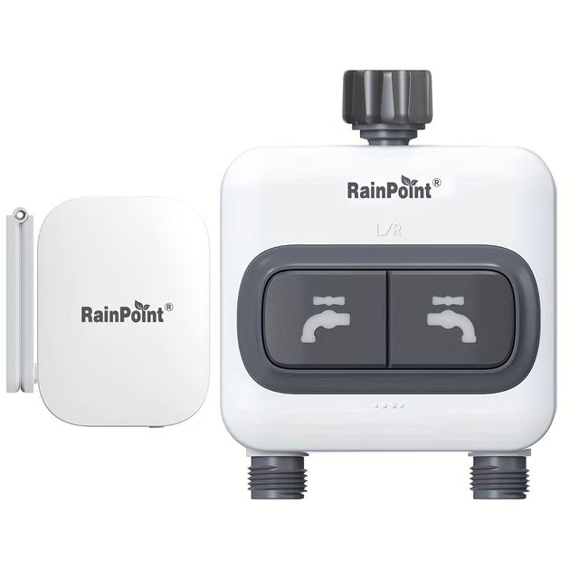 TEMU Ein komplettes Set mit WLAN-fähigem IP54 Smart-Wasserspender mit Dual-Outlets für ein automatisches Gartenbewässerungssystem, inklusive Tropfsprinkler-Controller und -Ventil