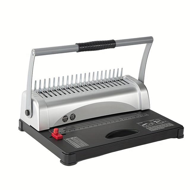 TEMU Comb Binding Machine, Double Pressurehandle Model, Increase Arealabor-saving, Convenient And Faster, 21-hole Design, Adjustable Margins, Includes 100pcs Plastic Binding Comb