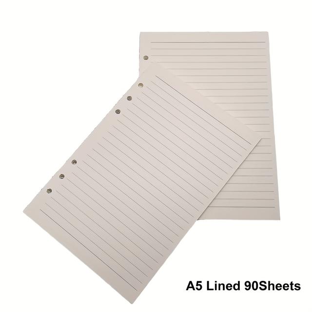 TEMU A5 Planner Refill Paper, 90 Sheets Purture A5 Loose Leaf Binder Paper, 6-holes College Travel Notebook Paper, Suitable For Back-to-, Office, Home, Loose Leaf Binder Supplies Accessories