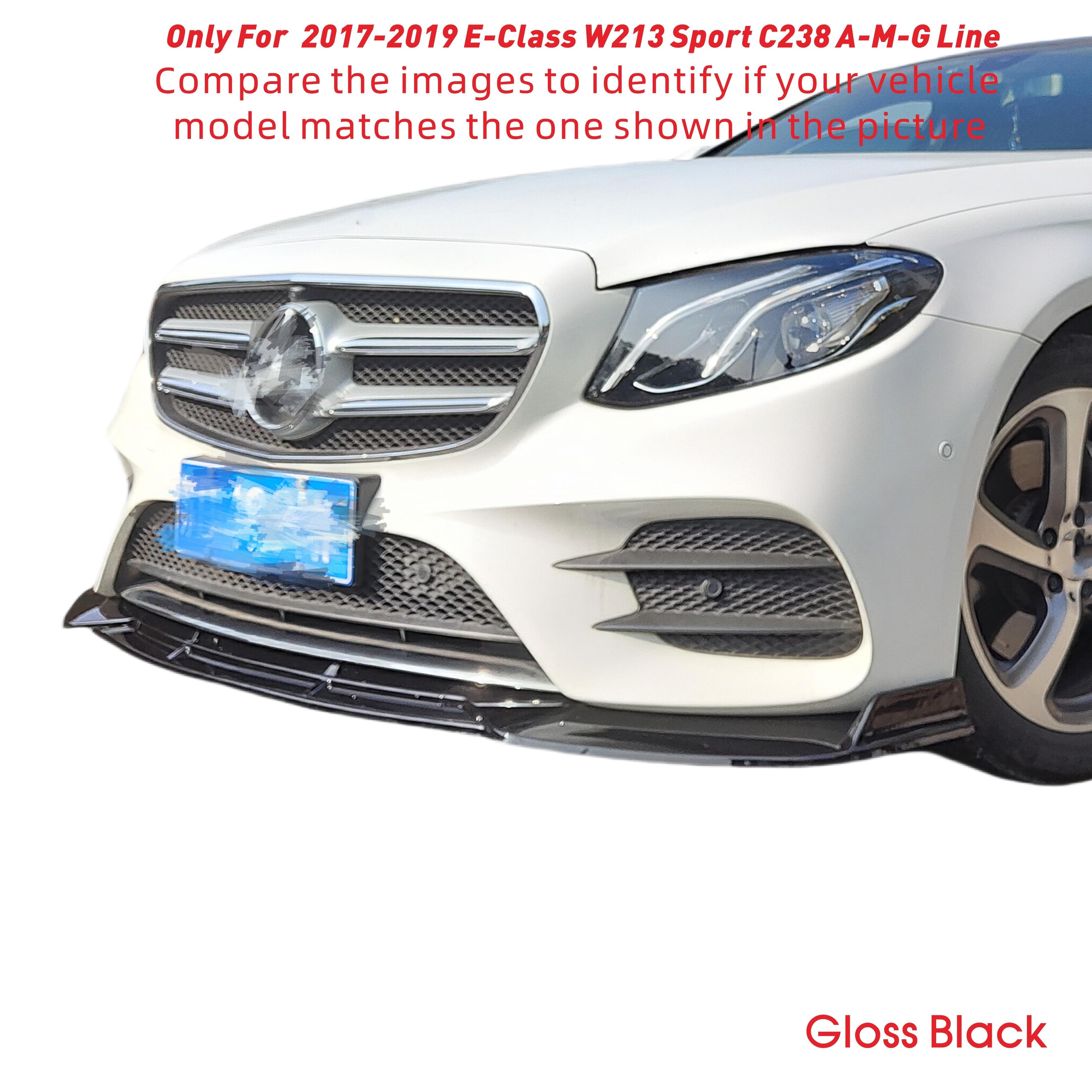 TEMU -w213-sport--line Front Bumper Lip Spoiler Splitter, Gloss Black, Pp Material, Car Body Kit, 2017-2019 Model Compatible