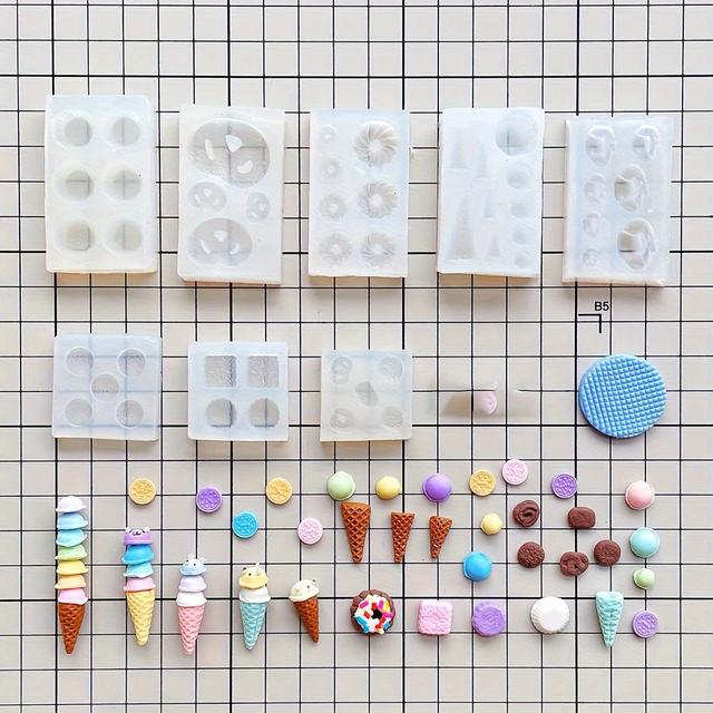 TEMU 8db Mini DIY Étel Játék Medál Dekoráció Fülbevaló Gyanta Agyag Szilikon Öntőforma Kézzel Készített Mini Szilikon Étel Játék Szimuláció Medál Készítő Eszközök