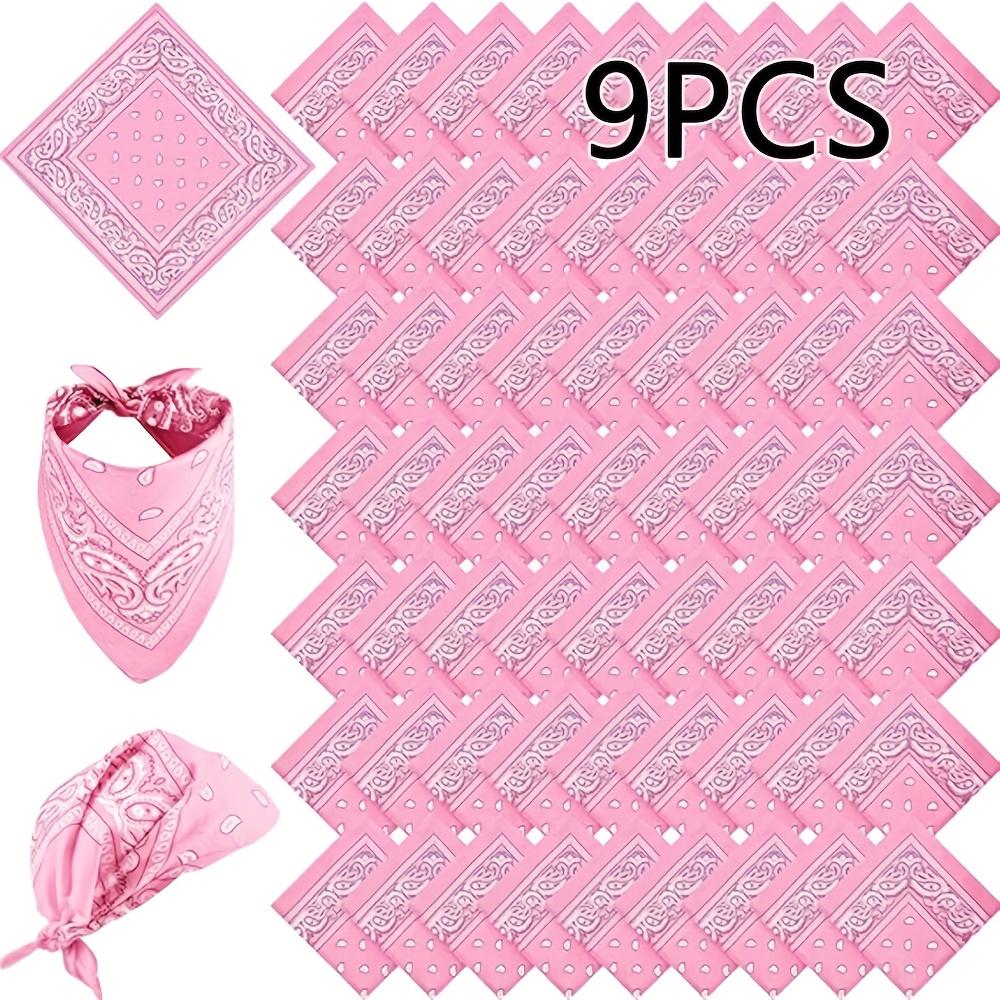 TEMU 9pcs Set Western Cowboy Scarf Mask Polyester Handkerchief Headband Pink