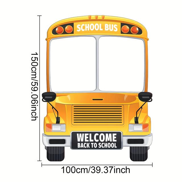 TEMU 1pc, School Bus Hollow Background Cloth, Back To School Party Decoration, Photo Background Props For Halloween,christmas Event & Party Supplies